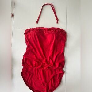 Red Jantzen halter / strapless swimsuit / 8